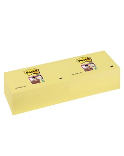 Bloc de notas adhesivas quita y pon post-it super sticky 76x76 mm con 12 bloc amarillo canario