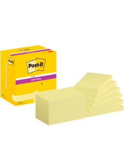 Bloc de notas adhesivas quita y pon post-it super sticky 76x127 mm con 12 bloc amarillo canario