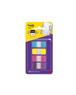 Banderitas separadoras rigidas dispensador 4 colores amarillo azul rosa y violeta post-it index 676-aypv-eu