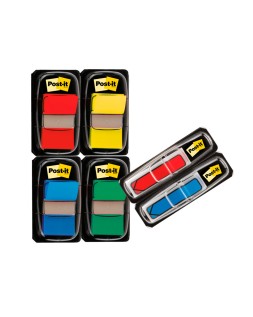 Banderitas separadoras post-it pequeña 11,9x43,2 mm dispensador 60 hojas+40 hojas gratis 5 colores surtidos
