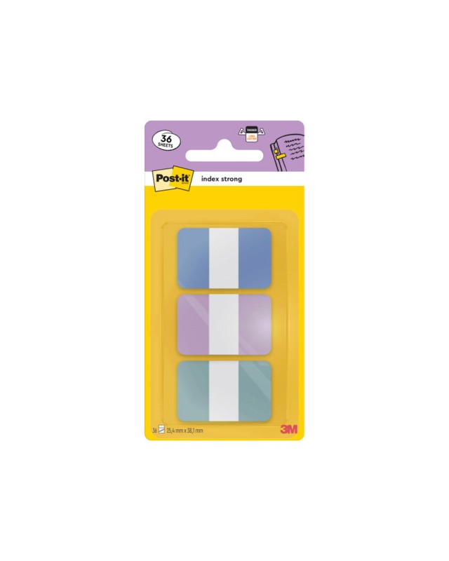 Banderitas separadoras rigidas dispensador post-it index strong 686-3 coast 25,4x38.1 mm pack de 36