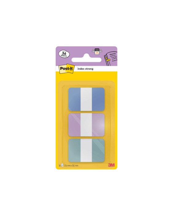 Banderitas separadoras rigidas dispensador post-it index strong 686-3 coast 25,4x38.1 mm pack de 36