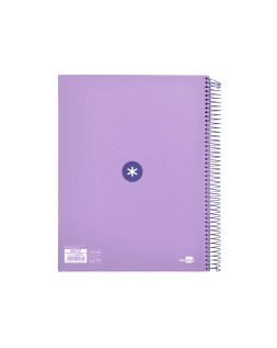 Cuaderno espiral a4 micro antartik tapa forrada 120h 90 gr cuadro 5mm 5 bandas 4 taladros color lavanda