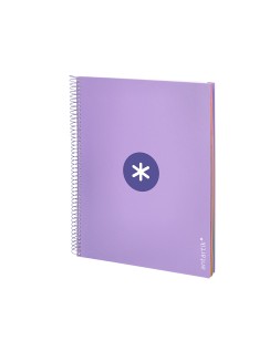 Cuaderno espiral a4 micro antartik tapa forrada 120h 90 gr cuadro 5mm 5 bandas 4 taladros color lavanda