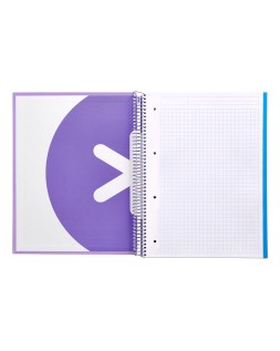 Cuaderno espiral a4 micro antartik tapa forrada 120h 90 gr cuadro 5mm 5 bandas 4 taladros color lavanda