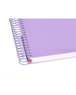 Cuaderno espiral a4 micro antartik tapa forrada 120h 90 gr cuadro 5mm 5 bandas 4 taladros color lavanda
