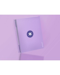 Cuaderno espiral a4 micro antartik tapa forrada 120h 90 gr cuadro 5mm 5 bandas 4 taladros color lavanda