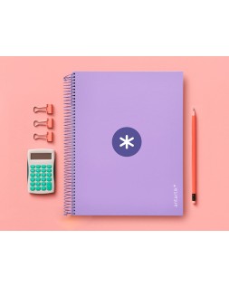 Cuaderno espiral a4 micro antartik tapa forrada 120h 90 gr cuadro 5mm 5 bandas 4 taladros color lavanda
