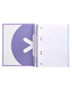 Cuaderno espiral a5 micro antartik tapa forrada120h 90 gr cuadro 5mm 5 banda 6 taladros color lavanda