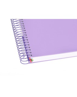 Cuaderno espiral a5 micro antartik tapa forrada120h 90 gr cuadro 5mm 5 banda 6 taladros color lavanda