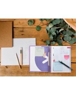 Cuaderno espiral a5 micro antartik tapa forrada120h 90 gr cuadro 5mm 5 banda 6 taladros color lavanda