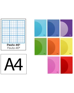Libreta liderpapel 360 tapa de plastico a4 48 hojas 90gr rayado nº46 colores surtidos
