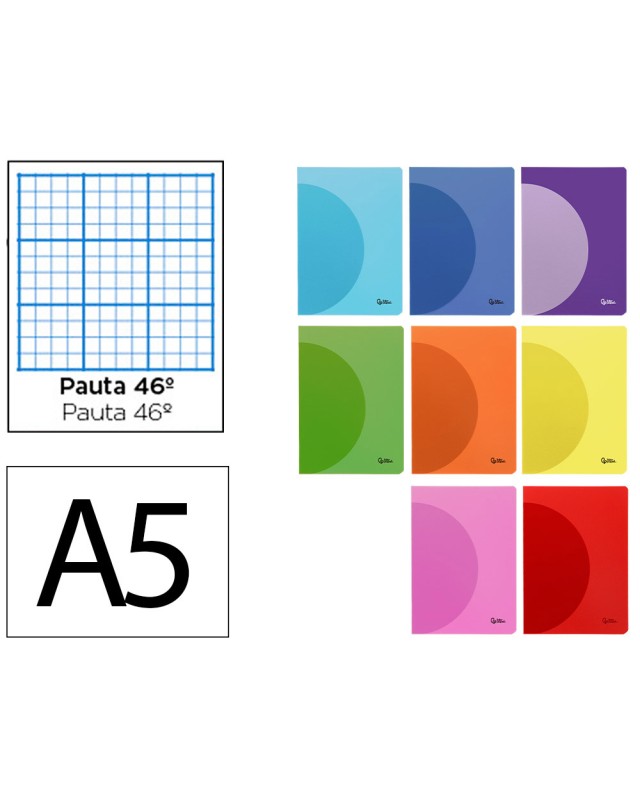 Libreta liderpapel 360 tapa de plastico a5 48 hojas 90gr rayado nº46 colores surtidos