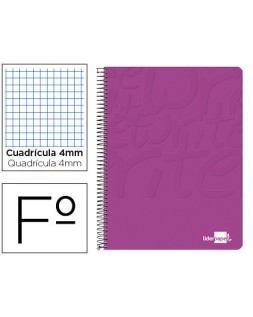 Cuaderno espiral liderpapel folio write tapa blanda 80h 60gr cuadro 4mm con margen color rosa
