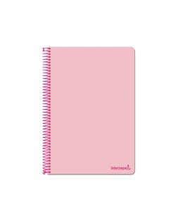 Cuaderno espiral liderpapel folio write tapa blanda 80h 60gr cuadro 4mm con margen color rosa