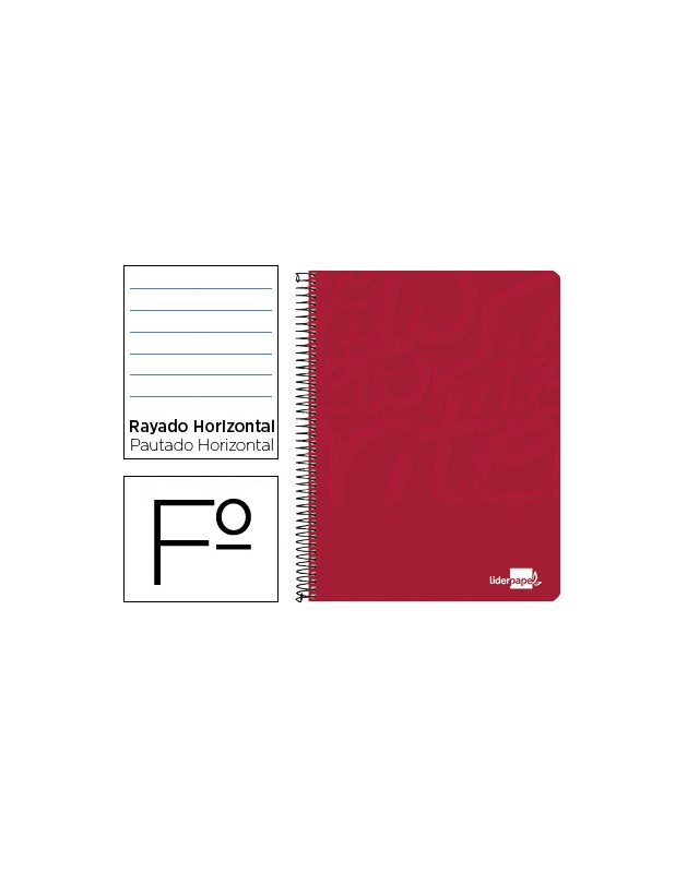 Cuaderno espiral liderpapel folio write tapa blanda 80h 60gr horizontal con margen color rojo