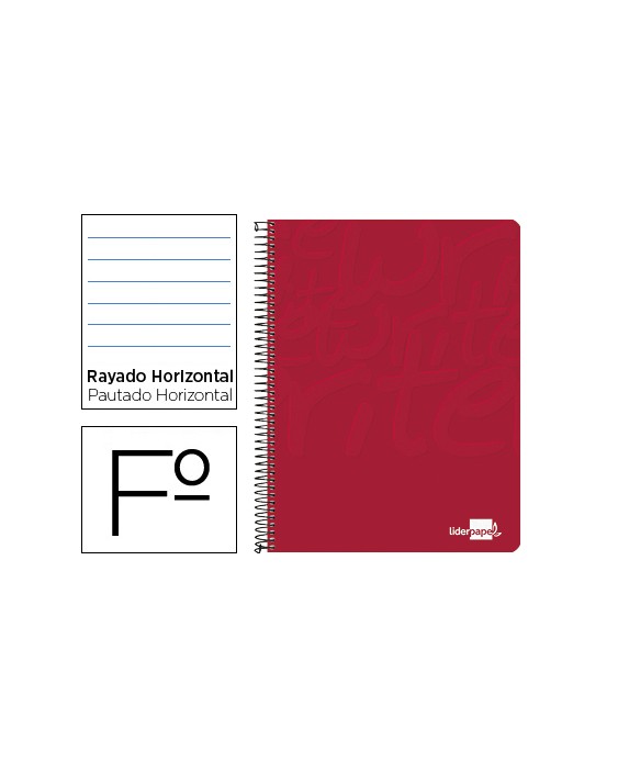 Cuaderno espiral liderpapel folio write tapa blanda 80h 60gr horizontal con margen color rojo