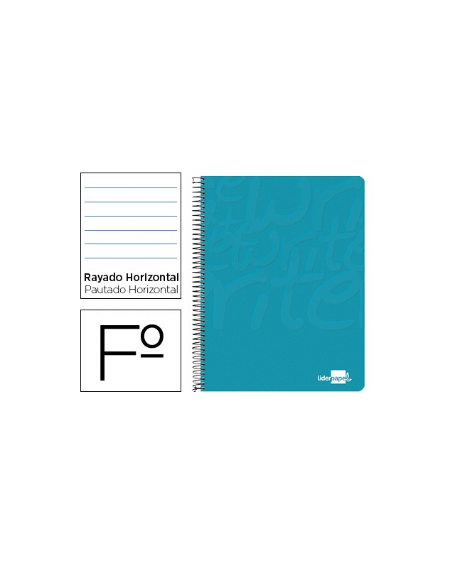 Cuaderno espiral liderpapel folio write tapa blanda 80h 60gr horizontal con margen color turquesa