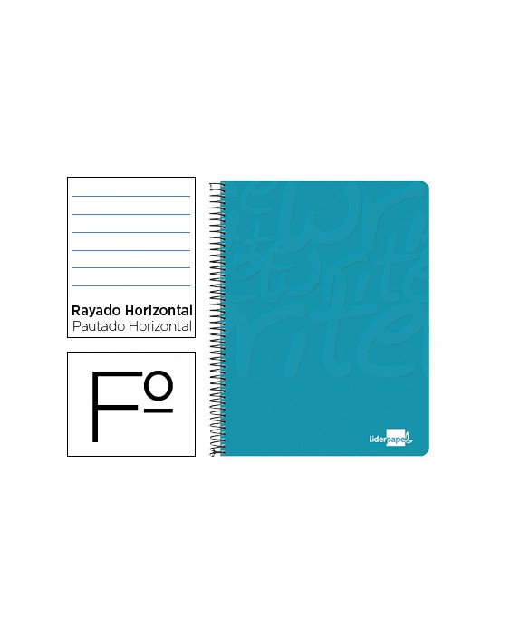 Cuaderno espiral liderpapel folio write tapa blanda 80h 60gr horizontal con margen color turquesa