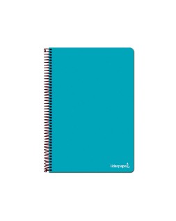 Cuaderno espiral liderpapel folio write tapa blanda 80h 60gr horizontal con margen color turquesa
