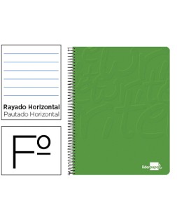 Cuaderno espiral liderpapel folio write tapa blanda 80h 60gr horizontal con margen color verde