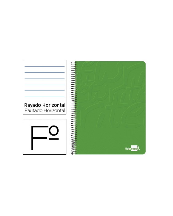 Cuaderno espiral liderpapel folio write tapa blanda 80h 60gr horizontal con margen color verde