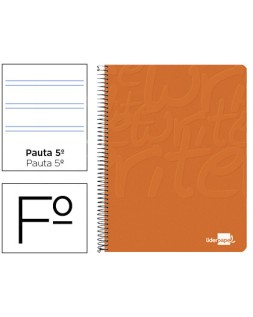 Cuaderno espiral liderpapel folio write tapa blanda 80h 60gr pauta 2,5 mm con margen color naranja