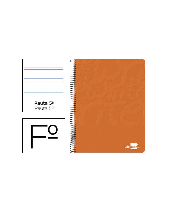 Cuaderno espiral liderpapel folio write tapa blanda 80h 60gr pauta 2,5 mm con margen color naranja