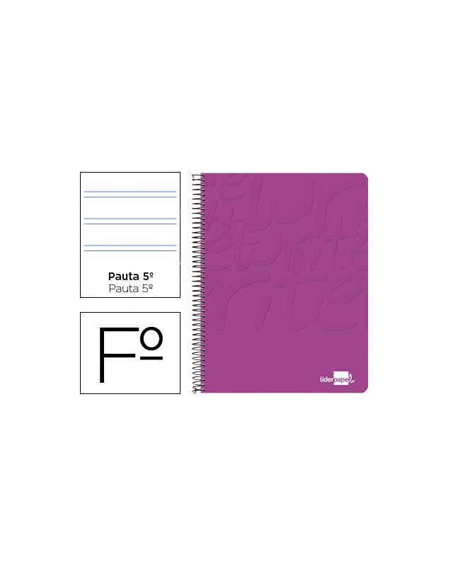 Cuaderno espiral liderpapel folio write tapa blanda 80h 60gr pauta 2,5 mm con margen color rosa