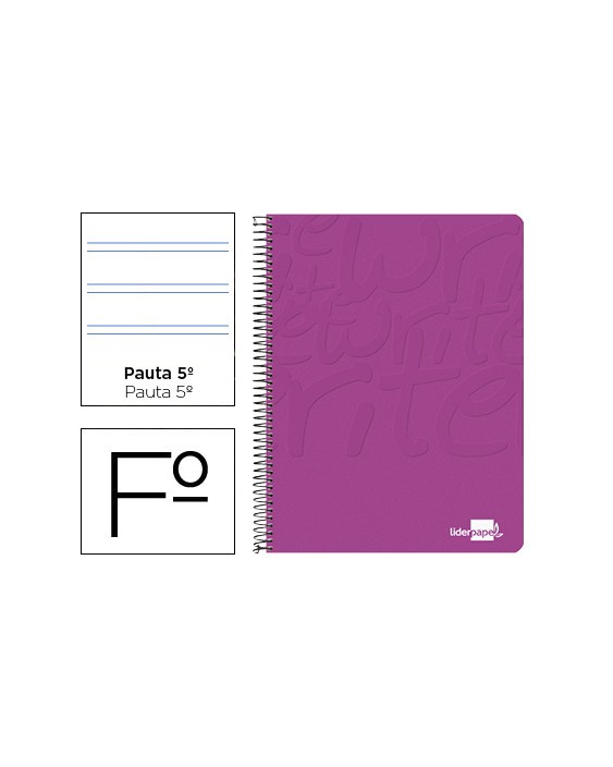 Cuaderno espiral liderpapel folio write tapa blanda 80h 60gr pauta 2,5 mm con margen color rosa