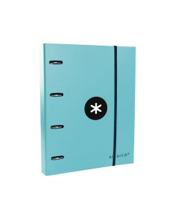 Carpeta con recambio antartik a4 cuadro 5mm forrada 4 anillas 40mm redondas con solapa color menta