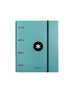 Carpeta con recambio antartik a4 cuadro 5mm forrada 4 anillas 40mm redondas con solapa color menta
