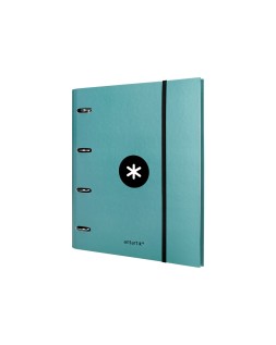 Carpeta con recambio antartik a4 cuadro 5mm forrada 4 anillas 40mm redondas con solapa color menta