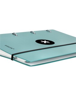 Carpeta con recambio antartik a4 cuadro 5mm forrada 4 anillas 40mm redondas con solapa color menta