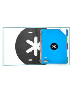 Carpeta con recambio antartik a4 cuadro 5mm forrada 4 anillas 40mm redondas con solapa color menta