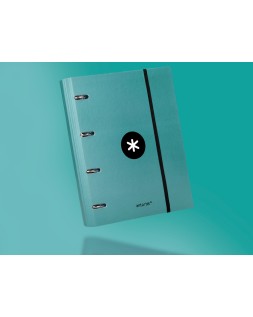 Carpeta con recambio antartik a4 cuadro 5mm forrada 4 anillas 40mm redondas con solapa color menta