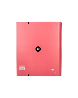 Carpeta con recambio antartik a4 cuadro 5mm forrada 4 anillas 40mm redondas con solapa color coral