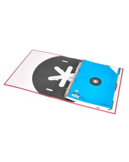 Carpeta con recambio antartik a4 cuadro 5mm forrada 4 anillas 40mm redondas con solapa color coral