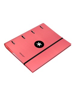 Carpeta con recambio antartik a4 cuadro 5mm forrada 4 anillas 40mm redondas con solapa color coral