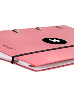 Carpeta con recambio antartik a4 cuadro 5mm forrada 4 anillas 40mm redondas con solapa color coral