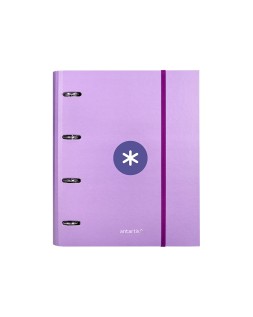 Carpeta con recambio antartik a4 cuadro 5mm forrada 4 anillas 40mm redondas con solapa color lavanda