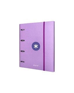 Carpeta con recambio antartik a4 cuadro 5mm forrada 4 anillas 40mm redondas con solapa color lavanda