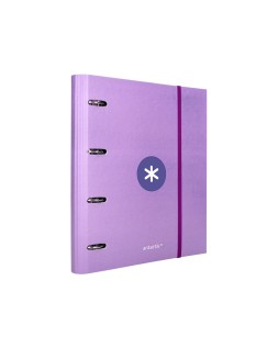 Carpeta con recambio antartik a4 cuadro 5mm forrada 4 anillas 40mm redondas con solapa color lavanda