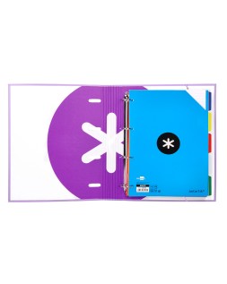 Carpeta con recambio antartik a4 cuadro 5mm forrada 4 anillas 40mm redondas con solapa color lavanda