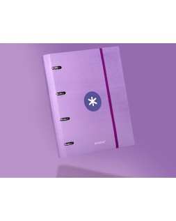 Carpeta con recambio antartik a4 cuadro 5mm forrada 4 anillas 40mm redondas con solapa color lavanda