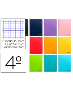 Cuaderno espiral liderpapel cuarto smart tapa blanda 80h 60gr 3mm con margen colores surtidos