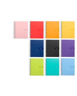 Cuaderno espiral liderpapel a5 crafty tapa forrada 80h 90gr rayado horizontal con margen colores surtidos
