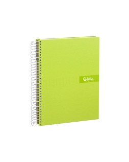 Cuaderno espiral liderpapel a5 micro crafty tapa forrada 120h 90gr cuadro 5mm 5 bandas 6 taladros color verde