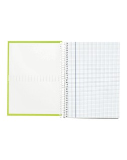 Cuaderno espiral liderpapel a5 micro crafty tapa forrada 120h 90gr cuadro 5mm 5 bandas 6 taladros color verde
