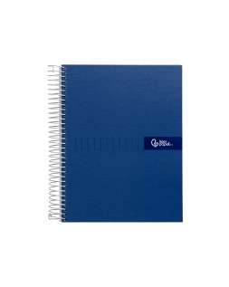 Cuaderno espiral liderpapel a5 micro crafty tapa forrada 120h 90gr cuadro 5mm 5 bandas 6 taladros color azul
